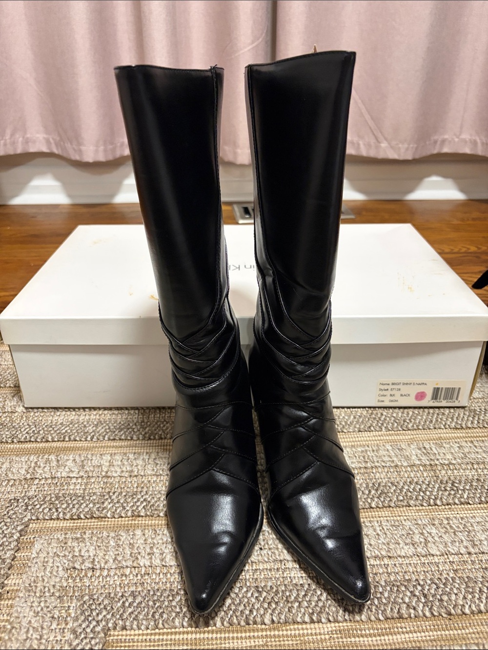 Black Pointed Mid-Calf Boots